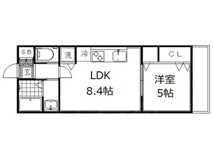 PRIER 深草(1LDK/2階)の間取り写真