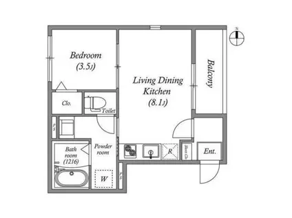 京都市東西線 椥辻駅 徒歩6分 3階建 築1年(1LDK/1階)の間取り写真
