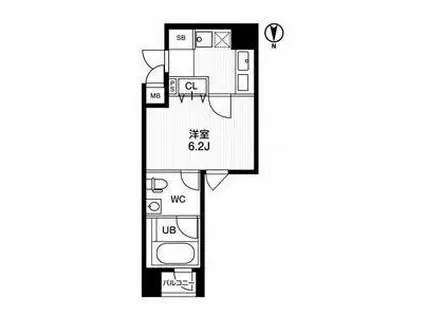 アーバンフラッツ四条西洞院(1K/3階)の間取り写真