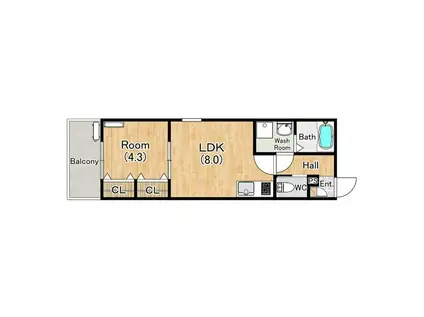 ジーメゾン向島シェルール(1LDK/2階)の間取り写真