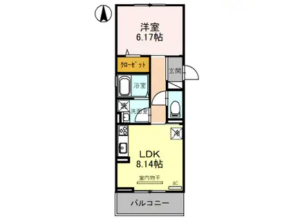 ウッドステージ桜 壱号館(1LDK/2階)の間取り写真