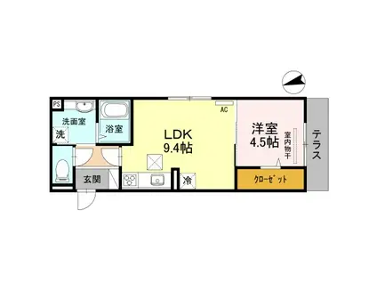 セジュール石田森南(1LDK/1階)の間取り写真