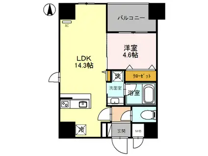 増田屋ビル(1LDK/7階)の間取り写真