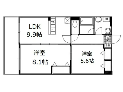 ヴェルデ山科(2LDK/3階)の間取り写真