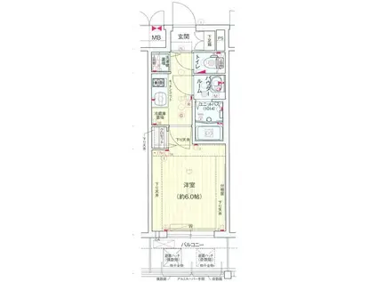 プレサンス京都鴨川(1K/3階)の間取り写真