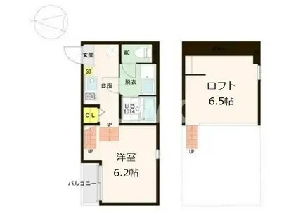 ハーモニーテラス醍醐(1K/1階)の間取り写真