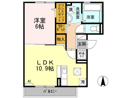レガーロ河原町(1LDK/1階)の間取り写真