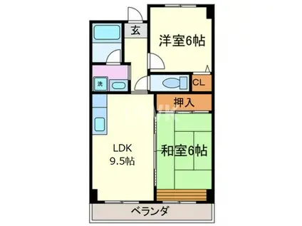 近鉄京都線 竹田駅(京都) 徒歩1分 6階建 築26年(2LDK/3階)の間取り写真