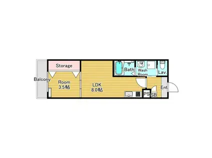 ジーメゾン伏見セレスト(1LDK/2階)の間取り写真