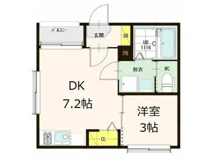 スプランドゥール東九条(1DK/3階)の間取り写真