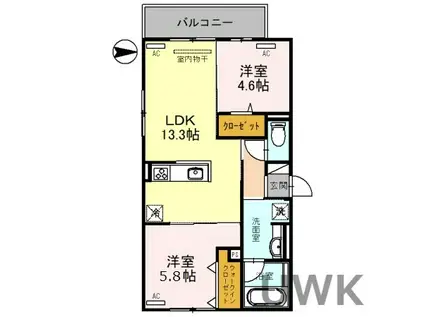 カメリア(2LDK/3階)の間取り写真