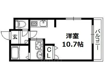 グランピエール桃山(ワンルーム/2階)の間取り写真