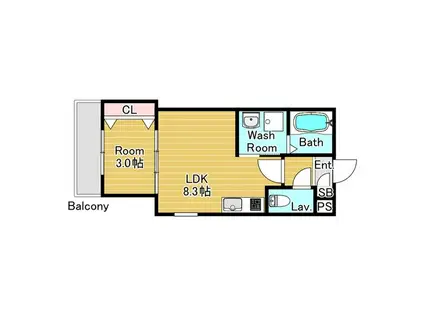 ルシェリア山科(1LDK/1階)の間取り写真