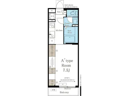 リブリ・ひだまり(1K/1階)の間取り写真