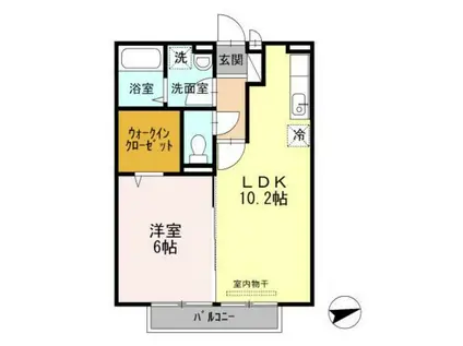 京都市烏丸線 くいな橋駅 徒歩28分 2階建 築16年(1LDK/2階)の間取り写真