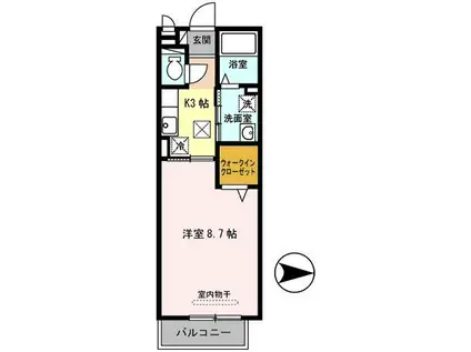 グラシア城南の森(1K/2階)の間取り写真