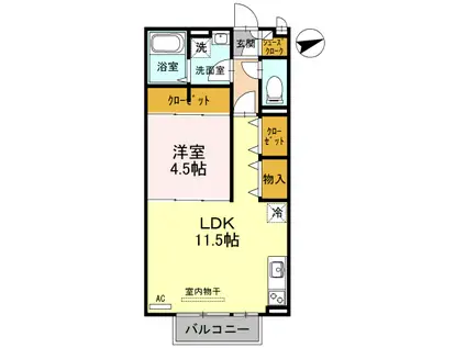 シューペリア(1LDK/1階)の間取り写真