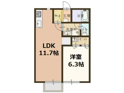 ヴェネシェモワⅡ(1LDK/1階)の間取り写真