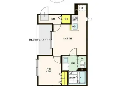 ヴィラ.アンジュ(1LDK/2階)の間取り写真