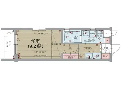 ベラジオ京都駅東2(1K/2階)の間取り写真