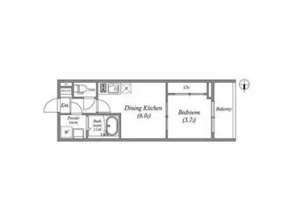 レア・オハナ山科(1DK/2階)の間取り写真