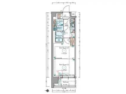 東海道本線 西大路駅 徒歩10分 10階建 新築(2K/10階)の間取り写真