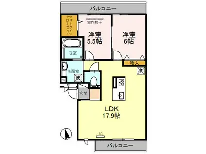 カーサ ルミノサ ウーノ(2LDK/3階)の間取り写真