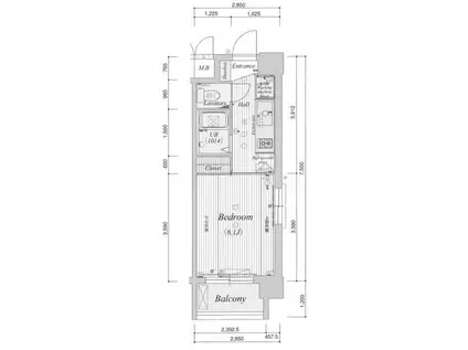 アクアプレイス京都東寺(1K/5階)の間取り写真