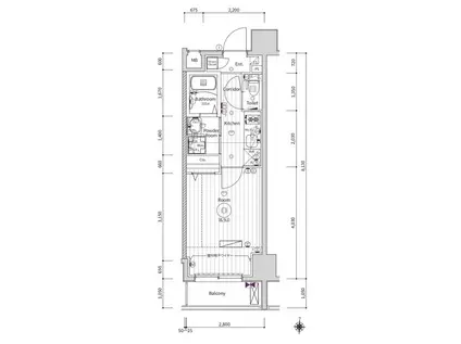 エストゥルース京都(1K/4階)の間取り写真