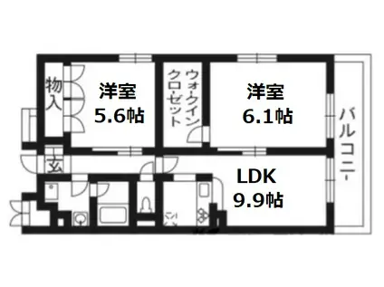 ヴェルデ山科(2LDK/2階)の間取り写真