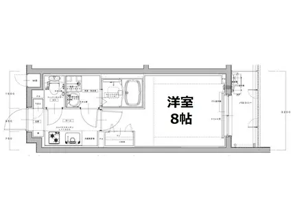 グランカーサ京都駅前(1K/2階)の間取り写真