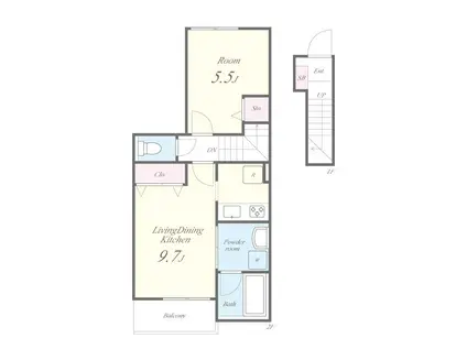 ワイズコート(1LDK/2階)の間取り写真