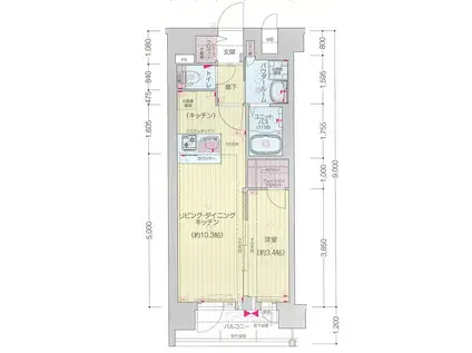 プレサンス十条凛華(1LDK/3階)の間取り写真