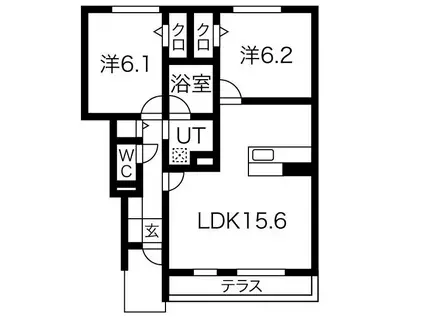 ヴェール桃山(2LDK/1階)の間取り写真