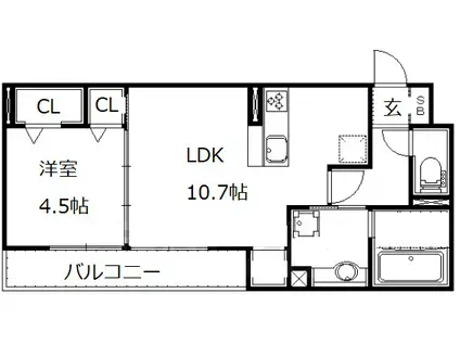 エンフォルド(1LDK/1階)の間取り写真