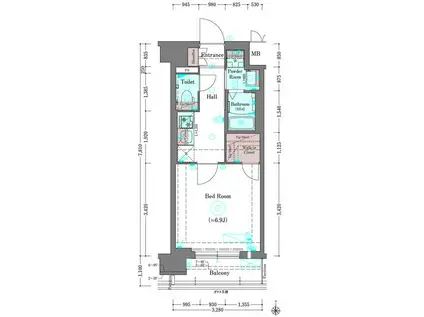 プラシード京都(1K/5階)の間取り写真
