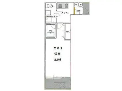 CASA WOOD西浦町(1K/2階)の間取り写真