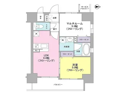 東海道本線 京都駅 徒歩6分 11階建 築13年(2LDK/10階)の間取り写真