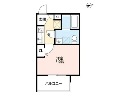 ワイズ七瀬川(1K/1階)の間取り写真