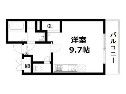 グランデコート大宅サウス(ワンルーム/2階)の間取り写真