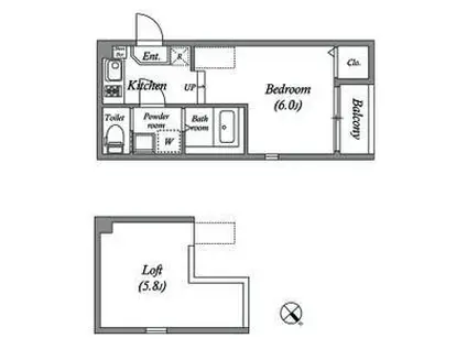 オリオンテラス(1K/2階)の間取り写真