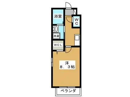 サクシード稲荷1ST(1K/2階)の間取り写真