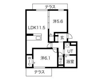 グランスタ花山(2LDK/1階)の間取り写真