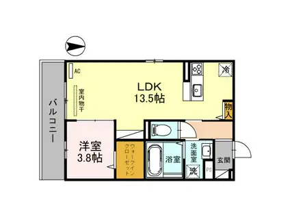 JFORT京都山科(1LDK/2階)の間取り写真