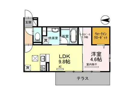 フロレゾン北花山B(1LDK/1階)の間取り写真