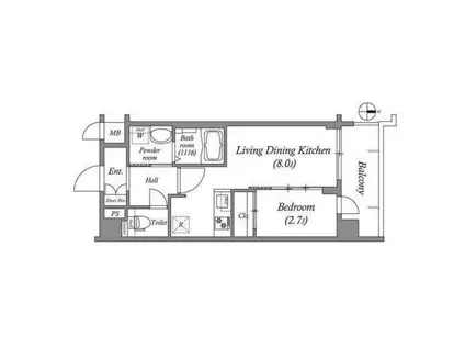 東海道本線 西大路駅 徒歩10分 6階建 築1年(1LDK/6階)の間取り写真