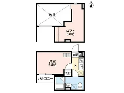 フォレスト丹波橋(1K/2階)の間取り写真