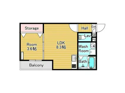 京阪電気鉄道京阪線 中書島駅 徒歩10分 3階建 築3年(1LDK/2階)の間取り写真