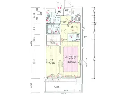 プレサンス京都鴨川(1LDK/7階)の間取り写真