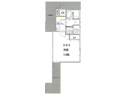 CASA WOOD西浦町(1K/3階)の間取り写真